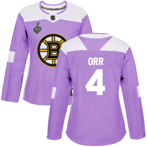 Adidas Bruins #4 Bobby Orr Purple Authentic Fights Cancer Stanley Cup Final Bound Women's Stitched NHL Jersey
